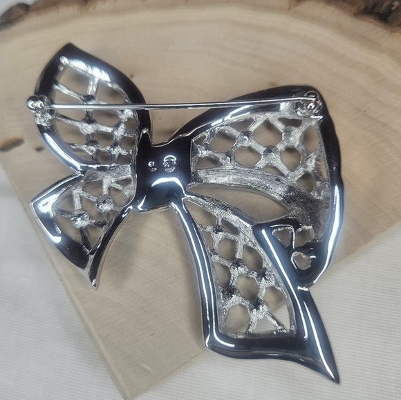 Swarovski Signed Pave Crystal Bow Brooch NIB 2.75" Retail $150 - Picture 9 of 11